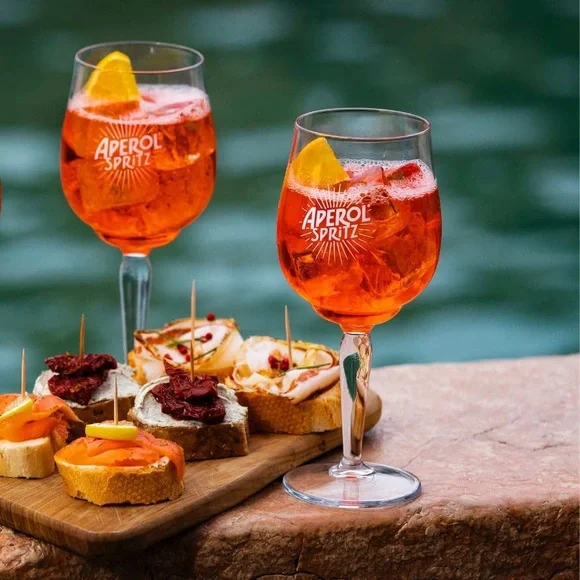 New Aperol Spritz Cocktail Glasses Set Of 2 - Picture 2 of 14